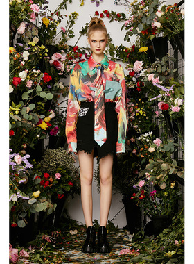 CEMT买手店 CSY高级感衬衫男长袖设计感多巴胺扎染多彩印花衬衣女