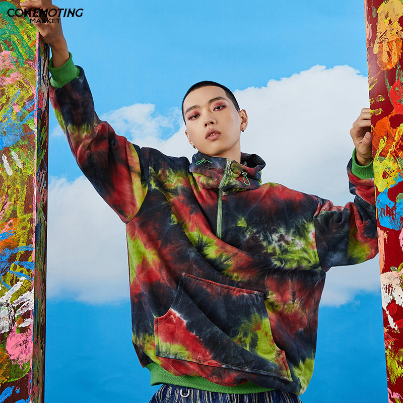 CEMT 买手店 CSY扎染连帽卫衣宽松印花街头休闲百搭个性打底上衣