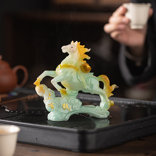 变色马上有钱茶宠摆件精品可养生肖马茶玩茶桌招财装饰品茶具配件