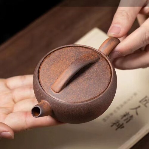 粗陶原矿泡茶汉瓦壶手工茶具单壶老岩泥大口汉瓦小茶壶