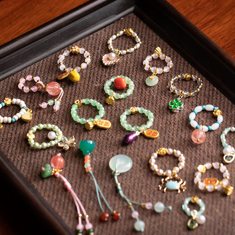 天然玛瑙莲蓬小提溜和田玉水晶小吊坠挂件配饰手串手链diy配件