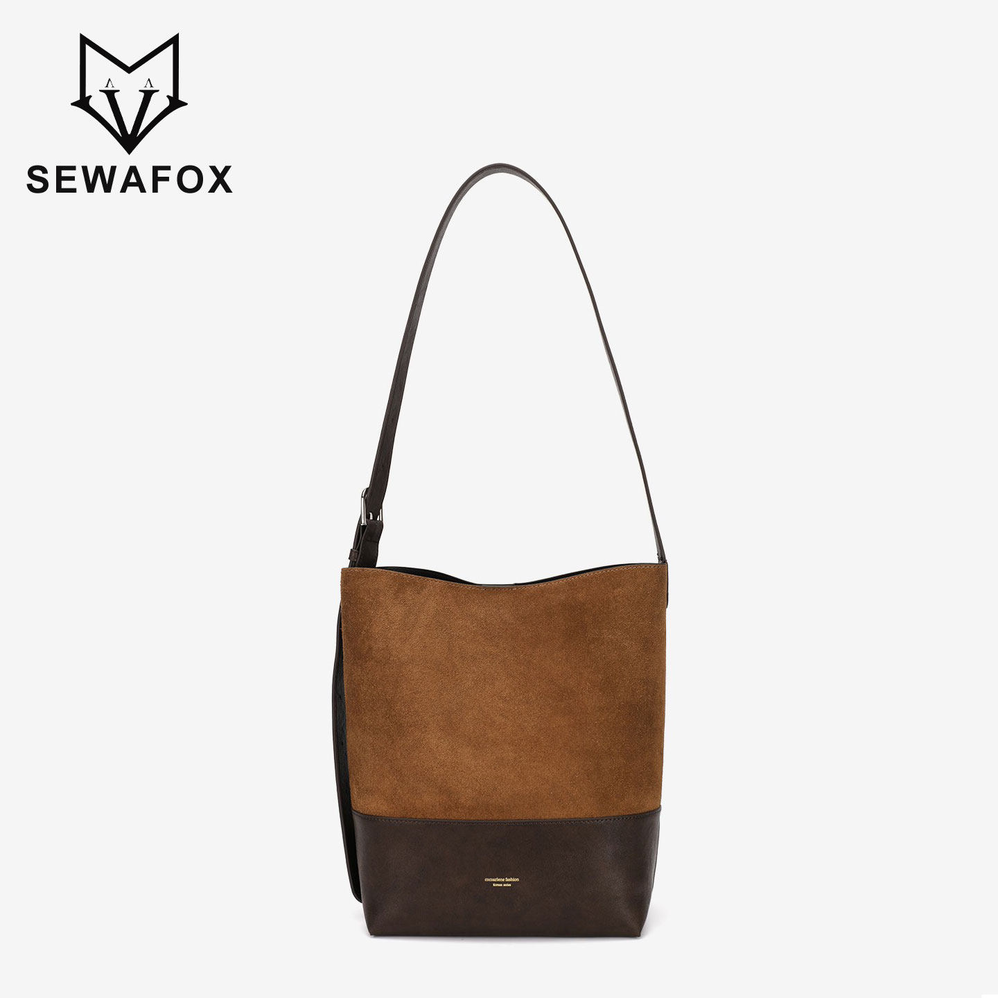 SEWAFOX大容量麂皮水桶包2025新款单肩斜挎包小众松弛感通勤女包