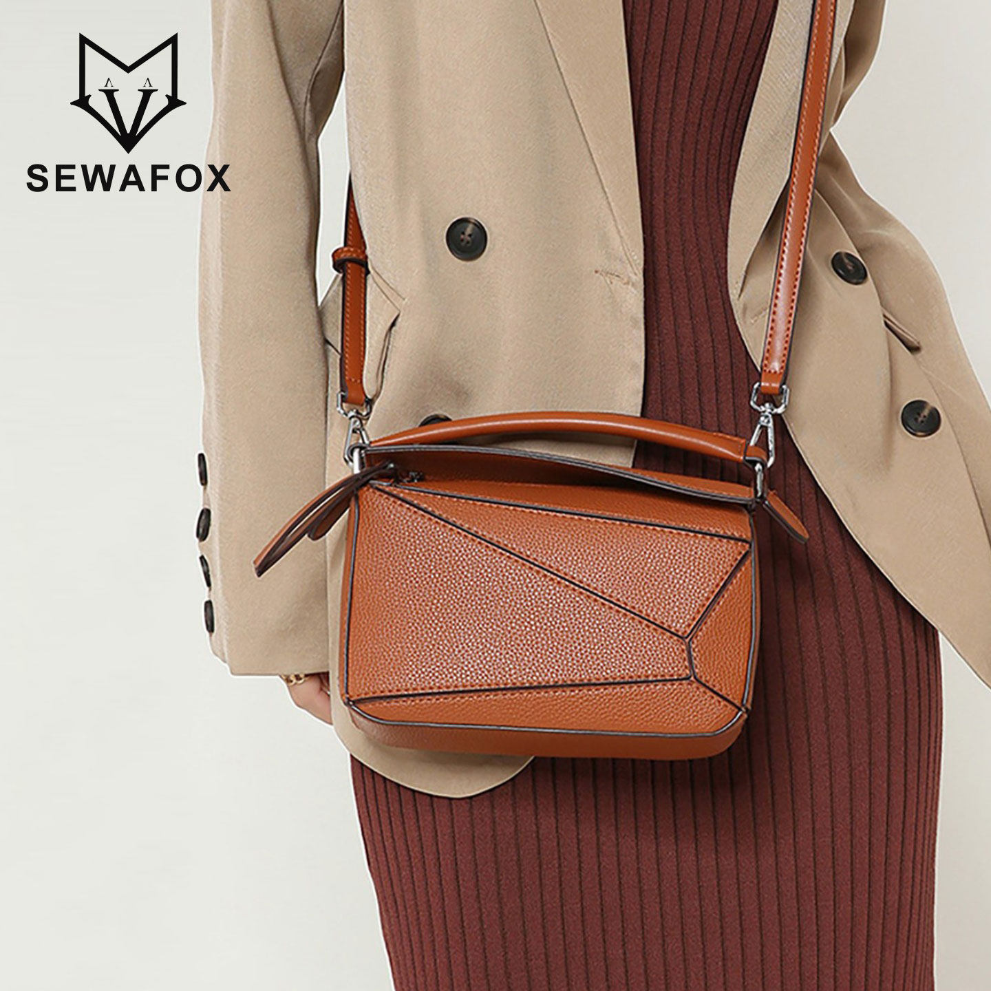 高级感枕头包简约通勤2026新款轻奢几何包拼接斜挎包菱格单肩女包