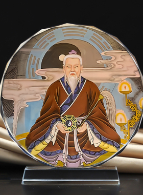 王禅老祖水晶摆件桌面装饰摆台