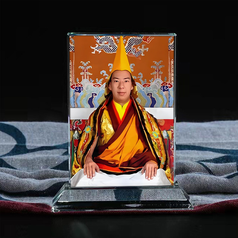 第十一世班禅额尔德尼确吉杰布西藏活佛上师画像水晶摆台摆件定制