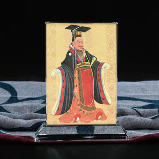 定制古代皇帝汉武帝画像水晶玻璃摆件桌面工艺品装饰摆台摆设创意