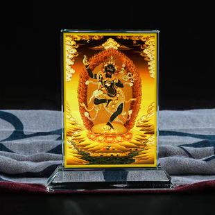 金刚忿怒母佛画像水晶摆件桌面工艺品摆台礼品家居创意唐卡定制