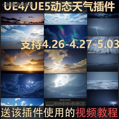 UE4UE5动态天空球黄昏夜晚极光月亮云雨雪雾UltraDynamicSky教程