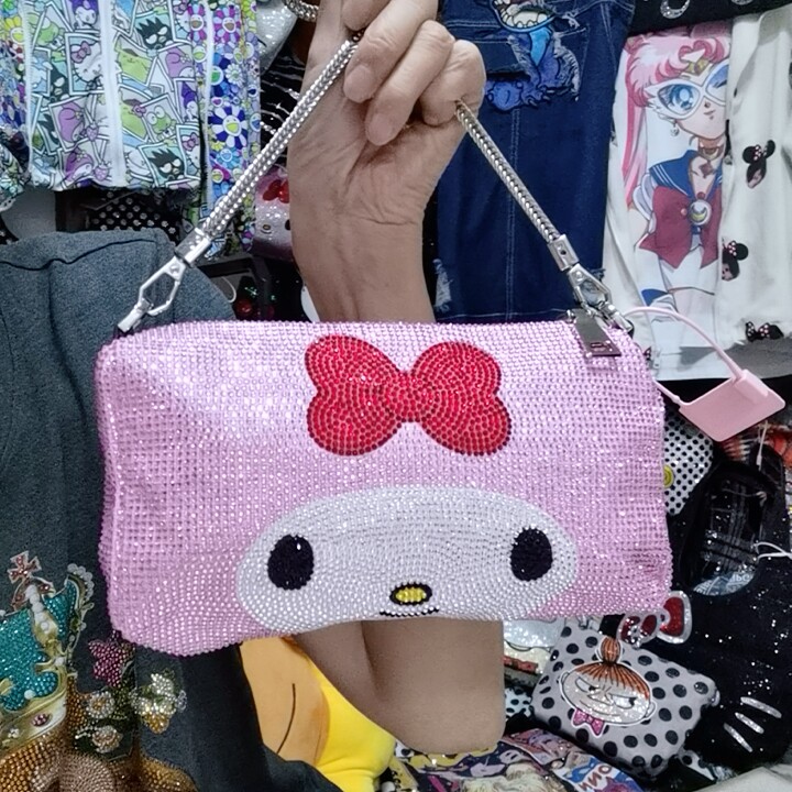 手工贴澳钻满钻美乐迪粉色斜挎包女包小包