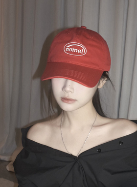 美式复古显白红色棒球帽子女夏季遮阳帽大头围显瘦鸭舌帽男防晒帽