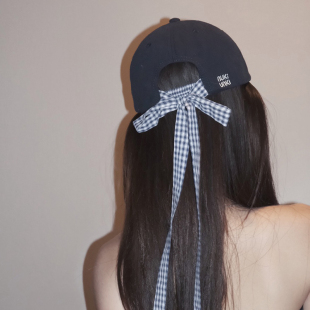 miu系少女绑带蝴蝶结棒球帽子女夏季 深顶大头围宽檐鸭舌帽防晒帽