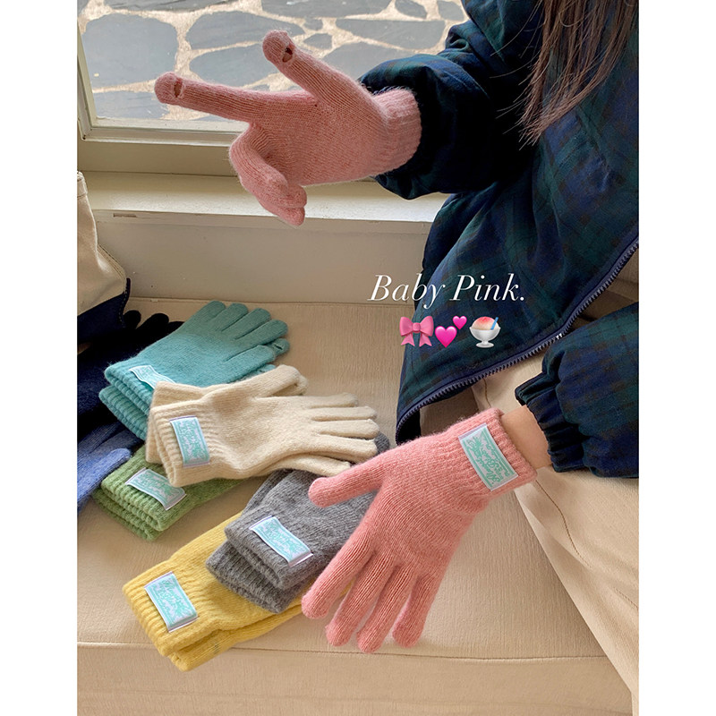 韩单款~ins羊毛混纺针织手套女冬季2025新款贴布保暖骑行防寒手套,服饰配件/皮带/帽子/围巾,手套,淘宝优惠券,粉丝福利购,淘宝优惠卷