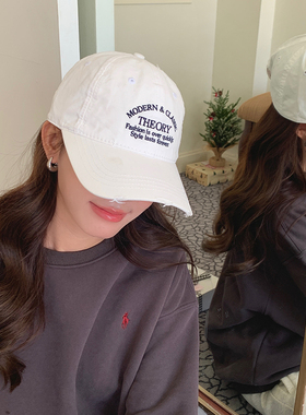 西本combon~美式做旧复古白色棒球帽子女秋冬做旧磨破鸭舌帽男款