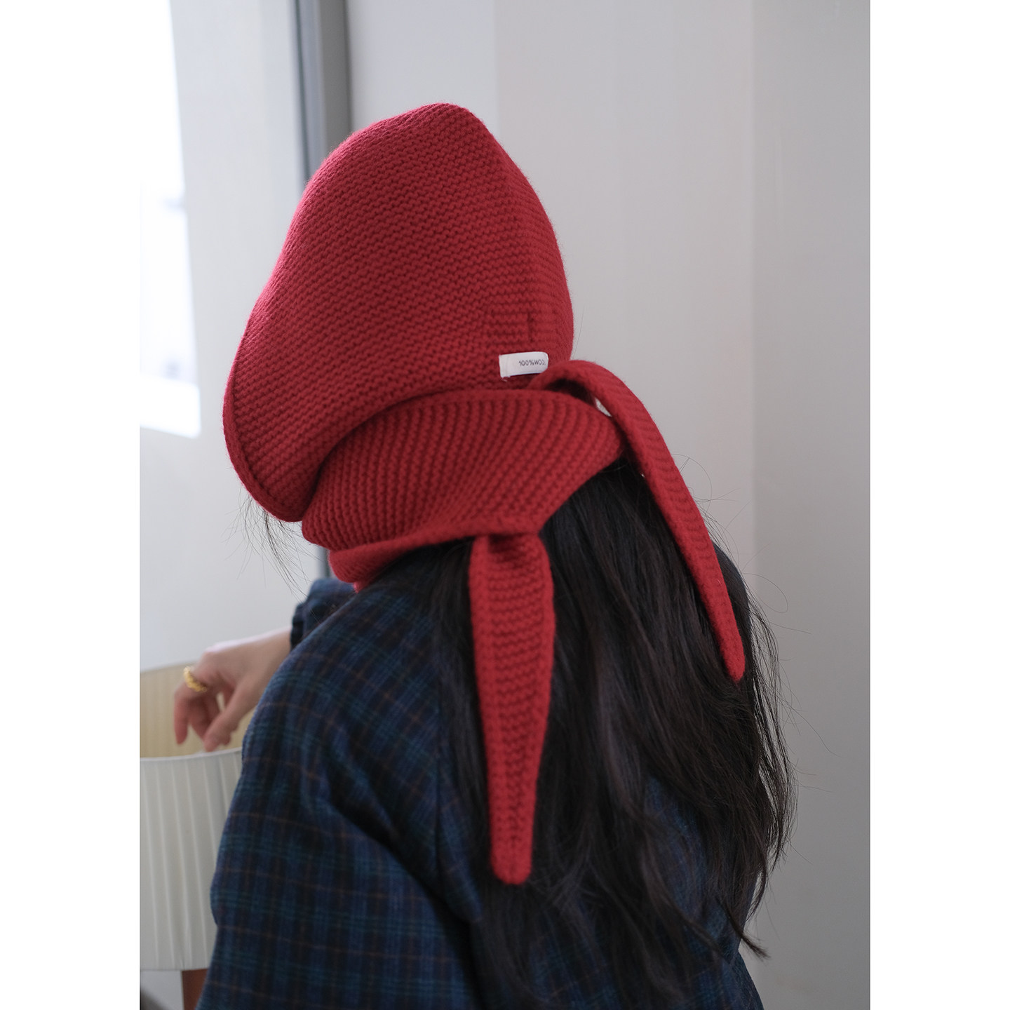 北欧毛线帽100%绵羊毛针织帽女冬季帽子围巾一体巴拉克拉法帽围脖