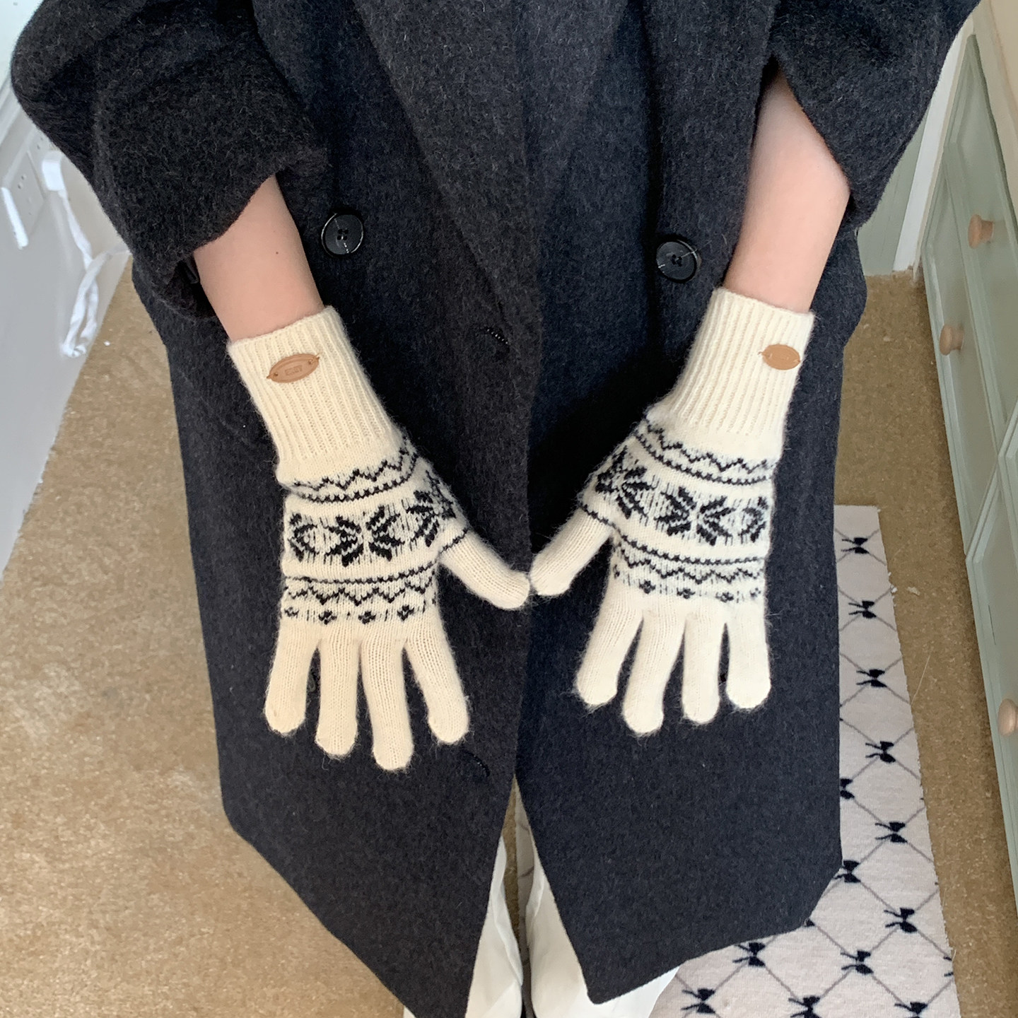 北欧费尔岛雪花针织手套女冬季韩国短款可触屏防寒骑行保暖手套男,服饰配件/皮带/帽子/围巾,手套,淘宝优惠券,粉丝福利购,淘宝优惠卷