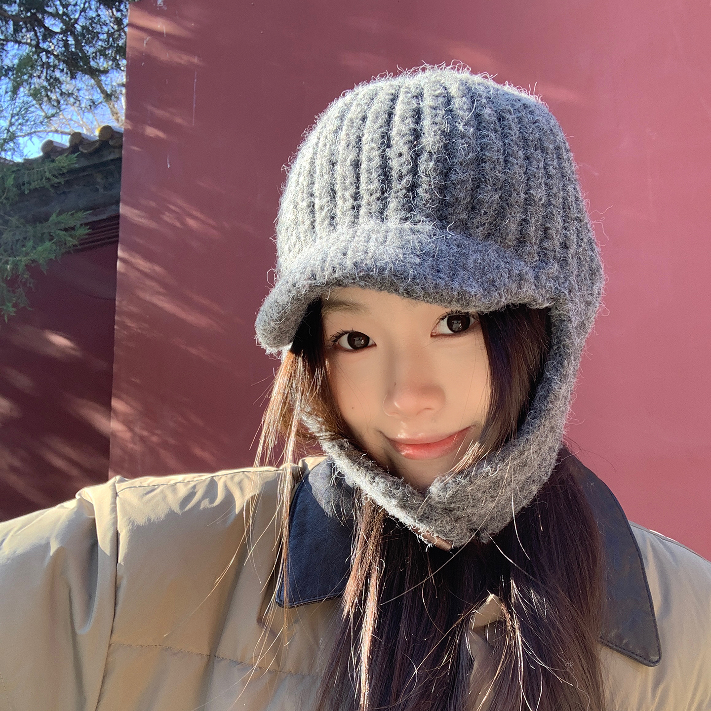 日系粗针织保暖雷锋帽骑行飞行帽