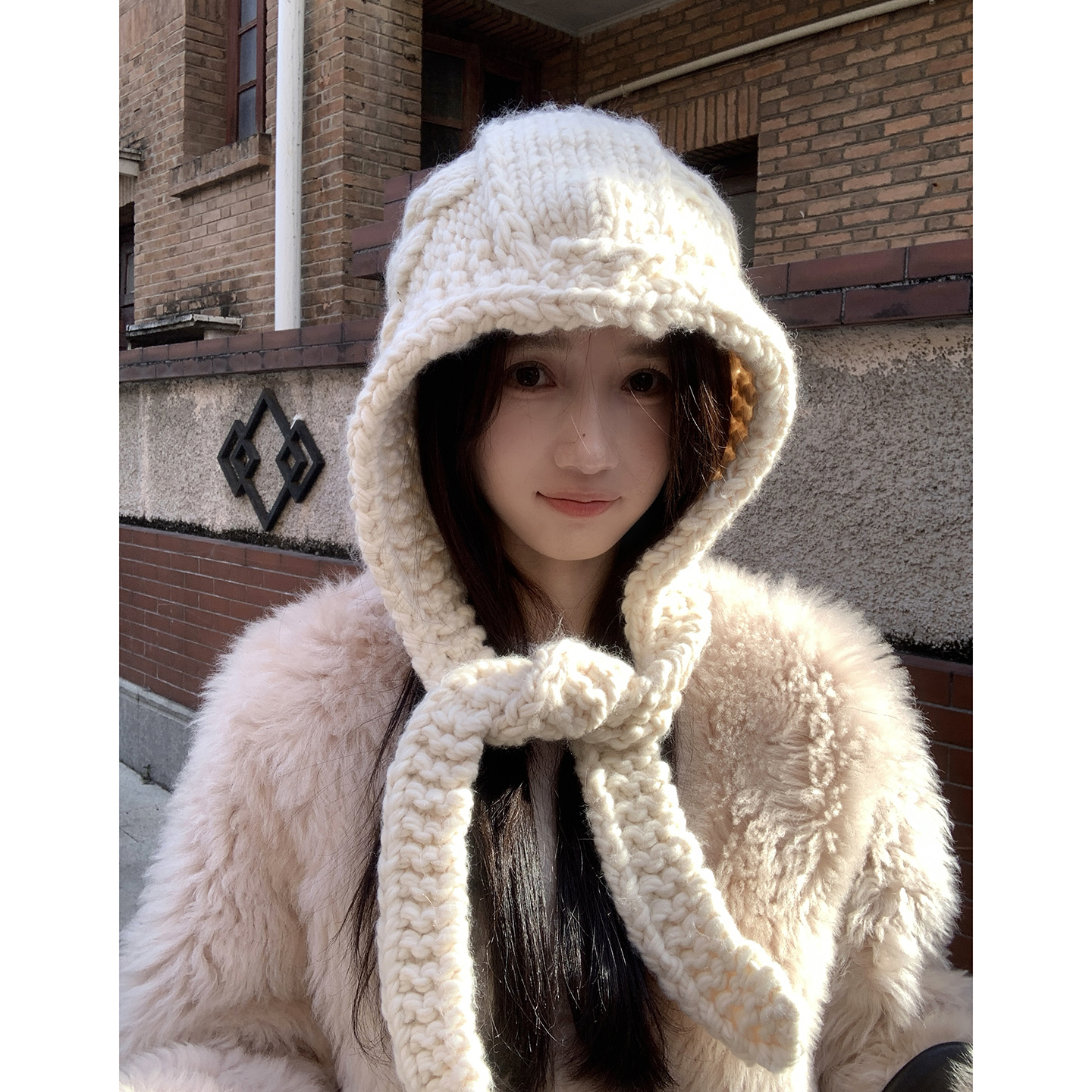 韩国东大门手工粗针织毛线帽女