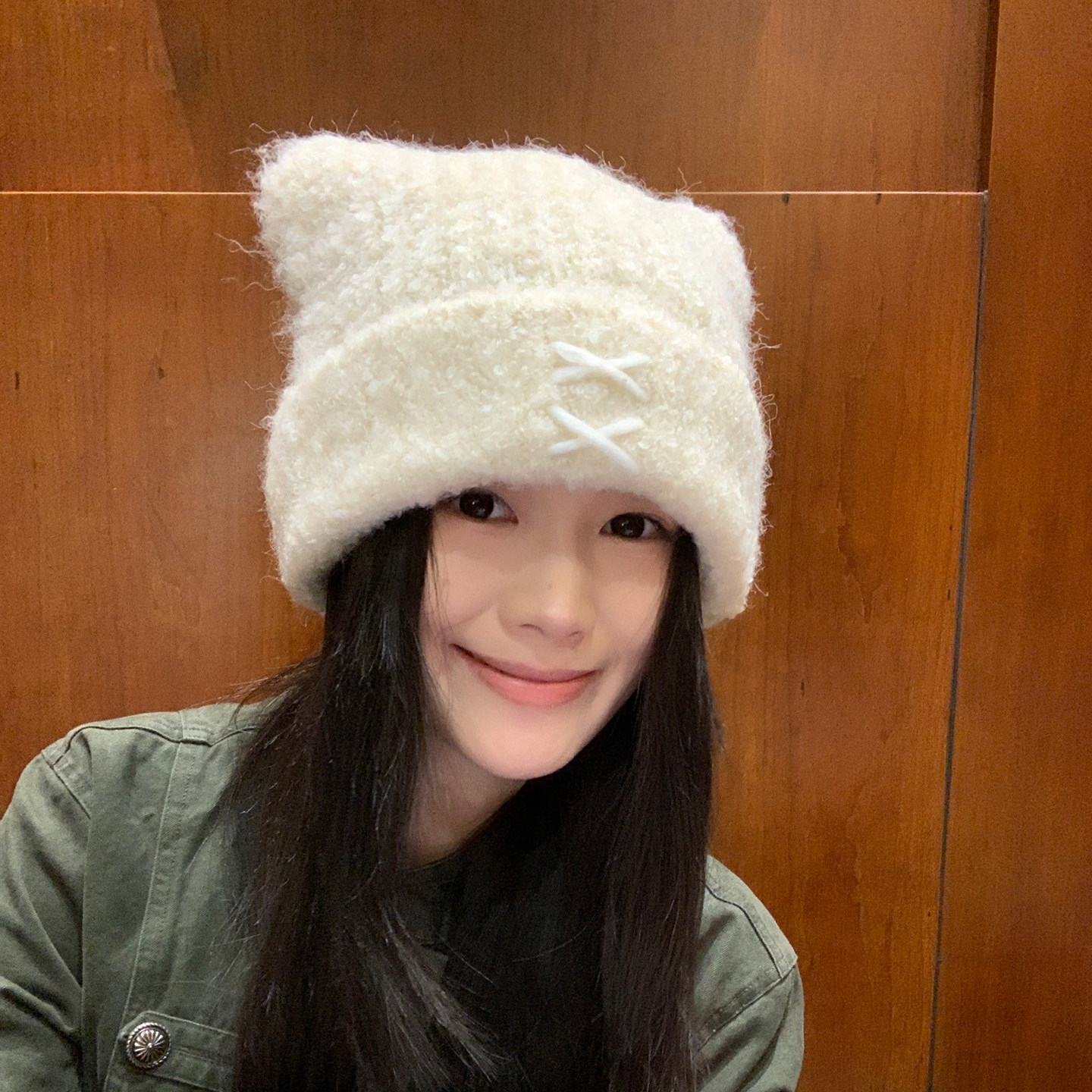 可爱猫耳朵针织帽女2026冬季新款圈圈绒加厚护耳帽双面保暖毛线帽