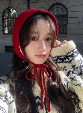 100%羊毛针织小围脖女冬季保暖耳包马年新年红色氛围耳暖防寒耳暖