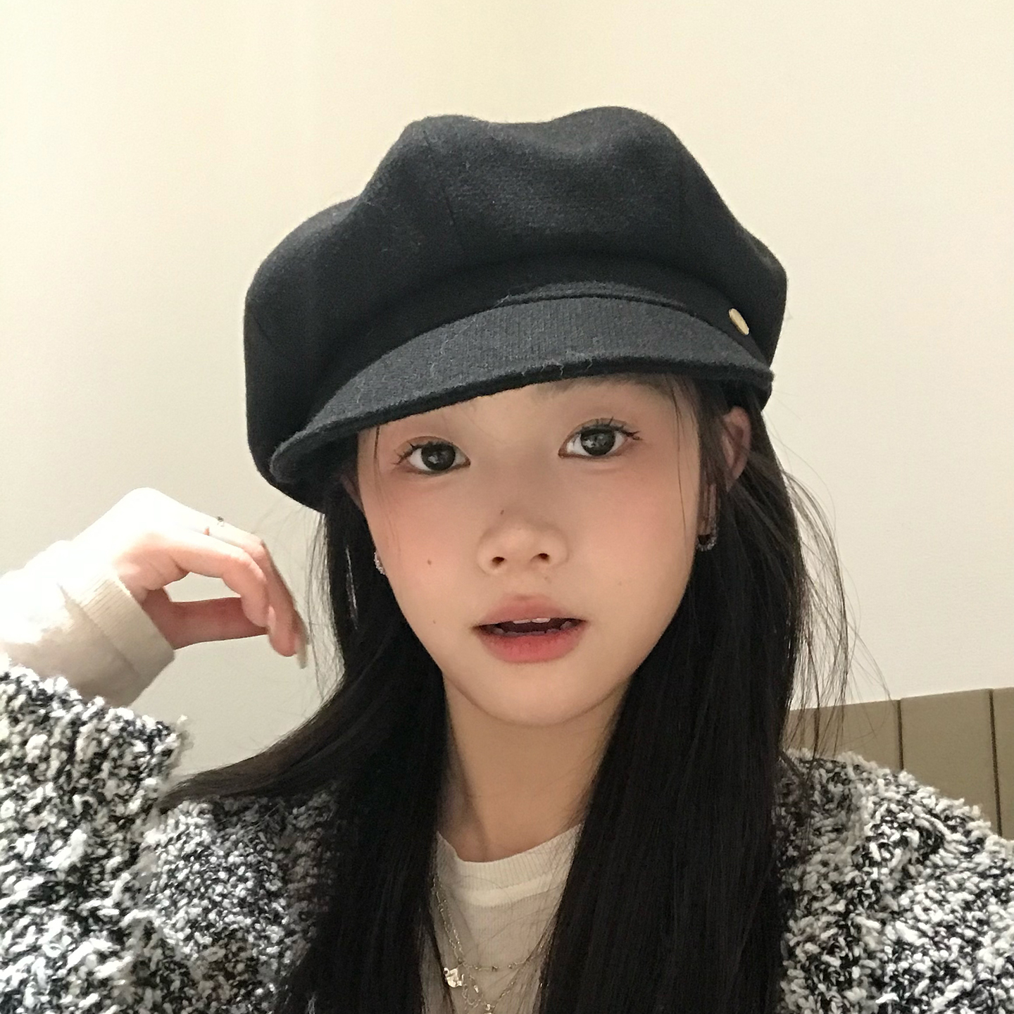 高级羊毛混纺报童帽女显瘦八角帽