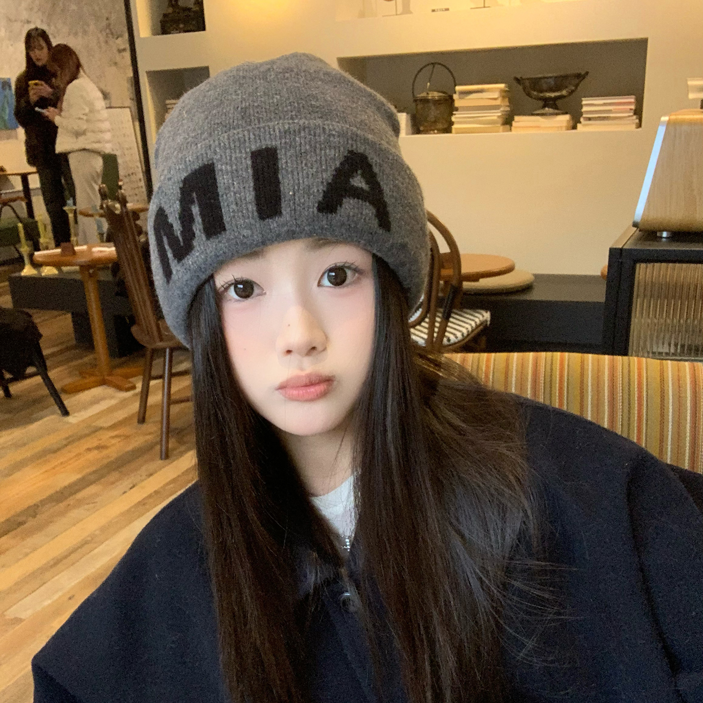 双层加厚保暖针织帽女秋冬冷帽男