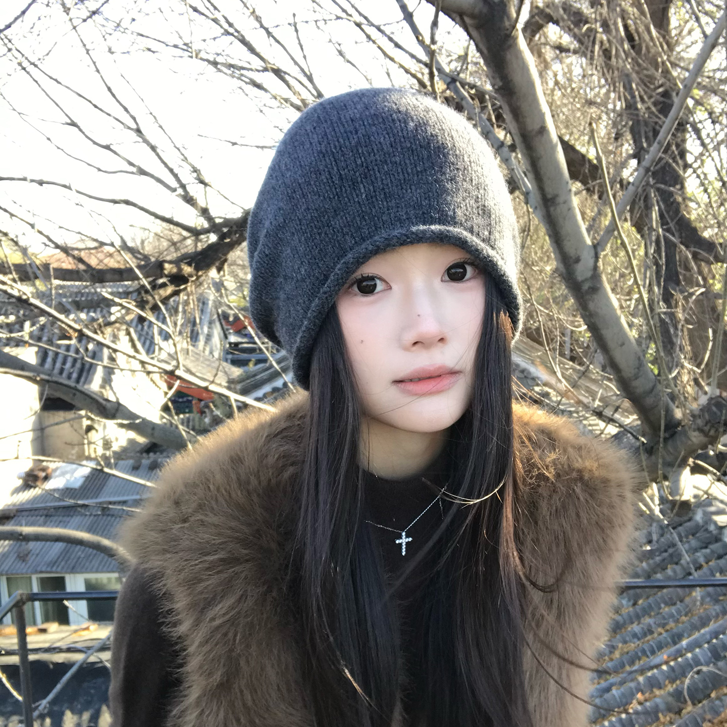 100%纯羊毛针织帽女冬季保暖冷帽