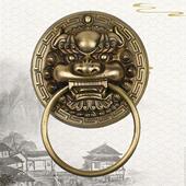 仿古大门纯铜拉手中式 木门拉环狮子头门环 虎头麒麟兽头门把手老式