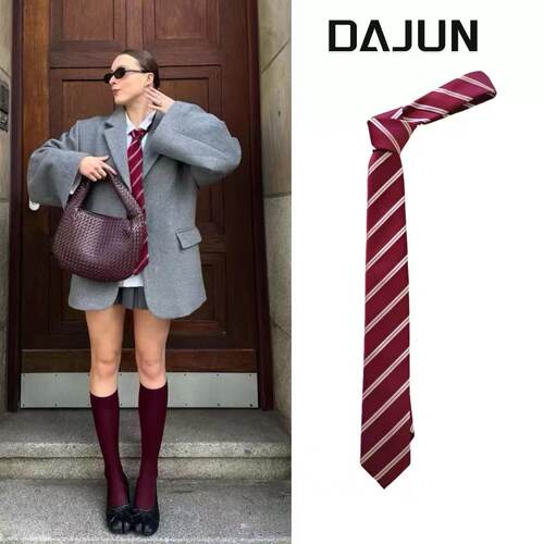 DAJUN大俊 秀场同款复古安可拉红条纹领带rose同款