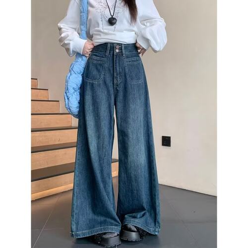 梨形身材阔腿牛仔裤女早秋新款
