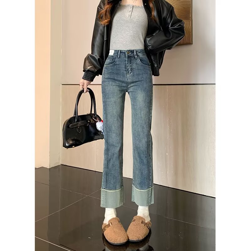 大码直筒牛仔裤女2025年春秋新款