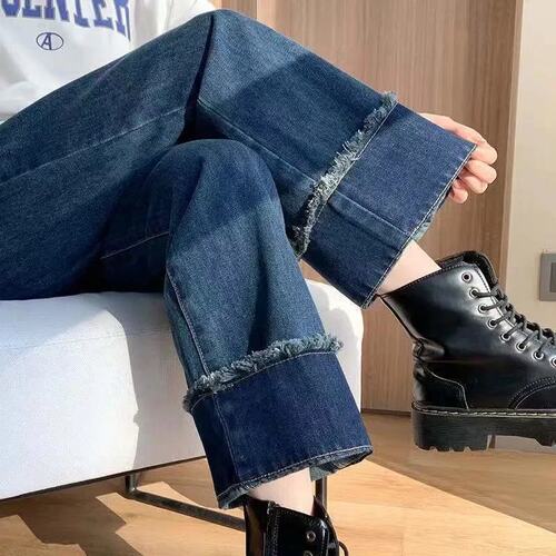 复古卷边牛仔裤女2025秋季