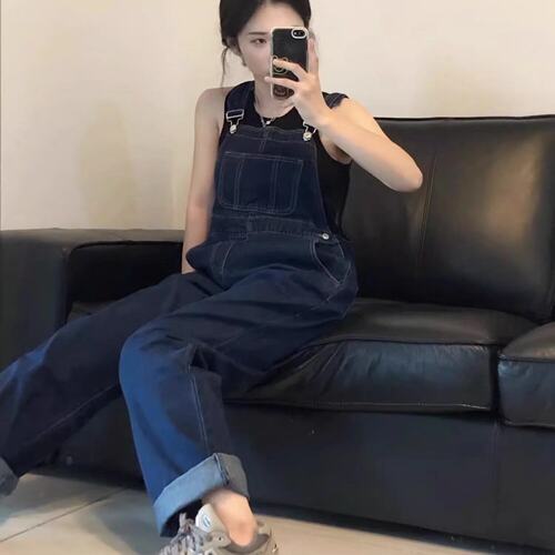 复古牛仔背带裤女大码2025新款