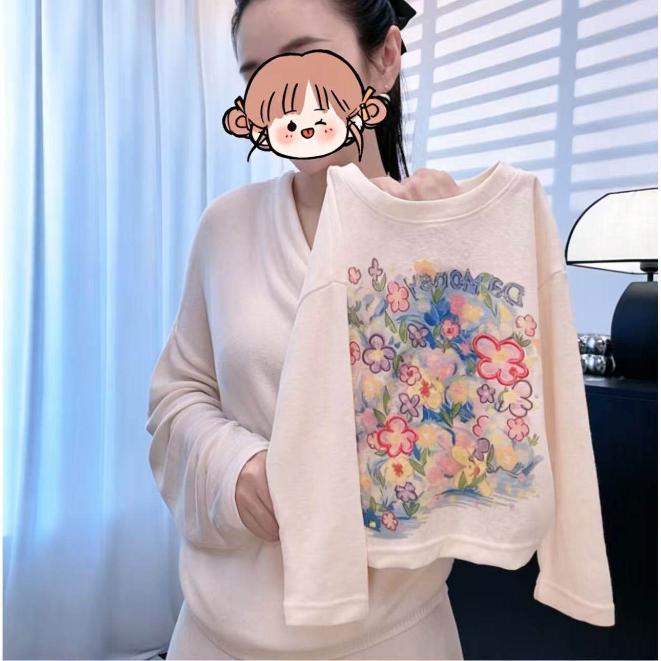 女童夏季宽松涂鸦多巴胺儿童碎花防晒罩衫甜美可爱轻薄长袖T恤