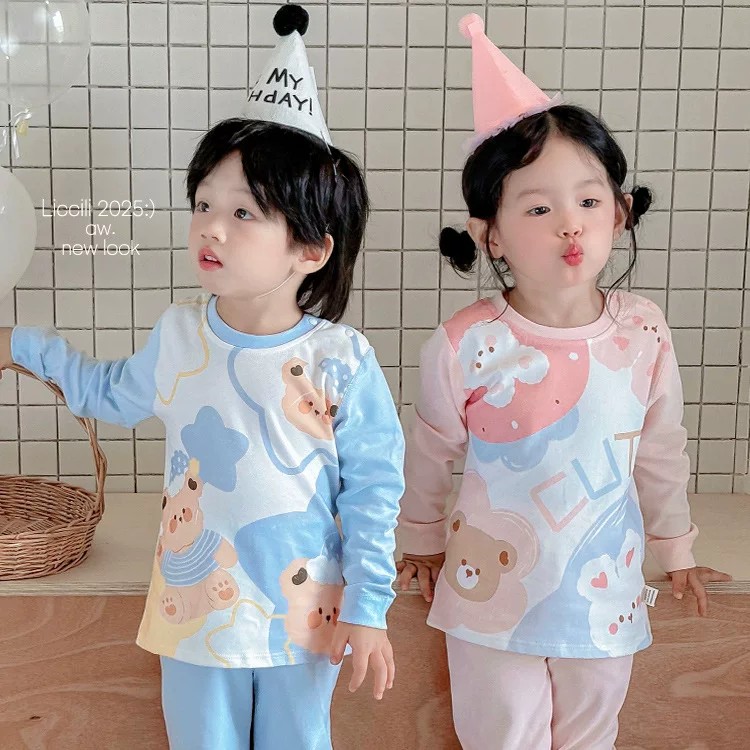 2026秋季儿童纯棉秋衣裤套装新款中小童长袖家居服男女童睡衣套装