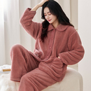 2025秋冬季新款珊瑚绒睡衣女士中老年妈妈装大码加绒加厚家居服