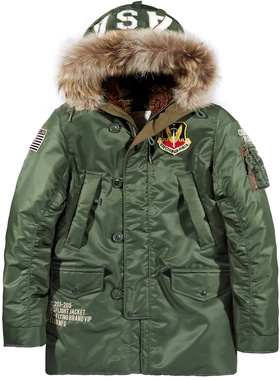 VIP冬季连帽棉衣男中长款加厚毛领外套N3B棉服美式复古保暖棉袄潮