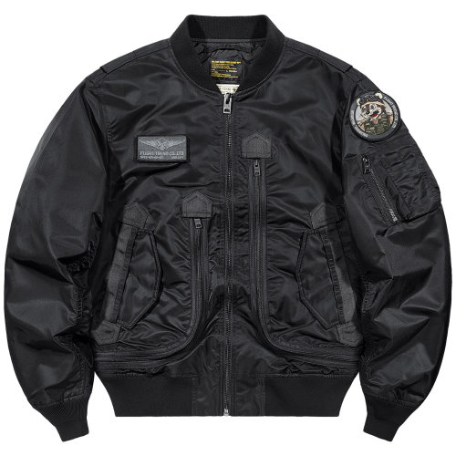 魔术贴徽章多口袋飞行员夹克外套