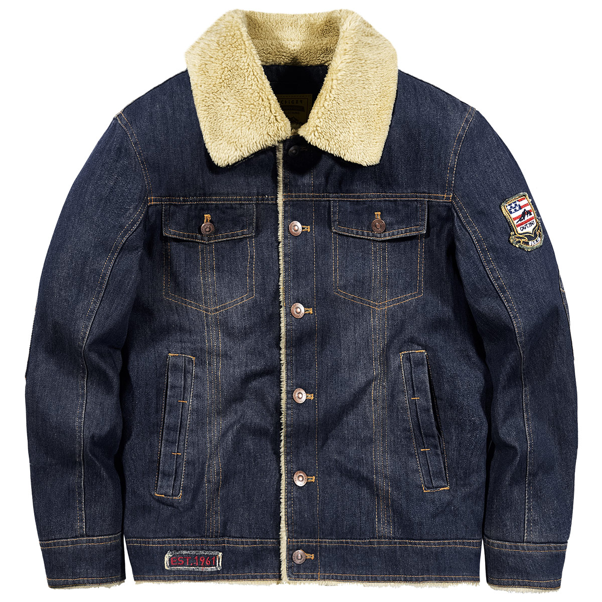 牛仔冬装加绒加厚大码宽松外套