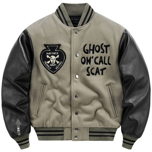 美式复古羊毛呢夹棉棒球服