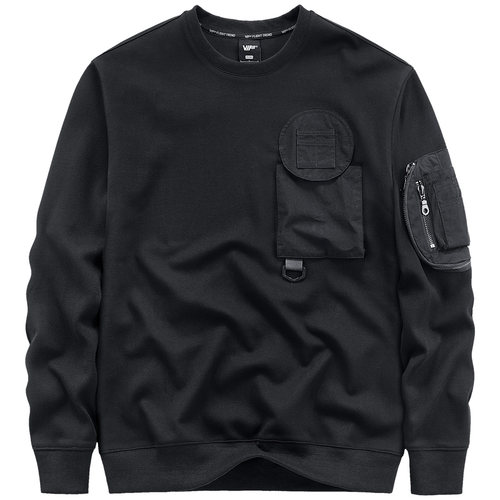 机能风多口袋拼接圆领卫衣