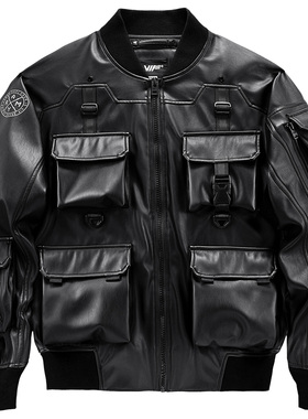 VIP机车皮衣2026新款飞行夹克男机能风多口袋工装外套潮流棒球服