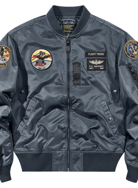 VIP潮牌ma1飞行员夹克男新款宽松拳击刺绣徽章美式复古棒球服外套