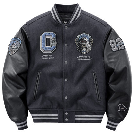 VIP美式羊毛呢拼接棒球服棉衣男冬季加厚雪怪刺绣保暖棉服外套潮