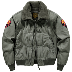 VIP工装羊羔绒外套男士冬季棉衣加绒加厚棉服飞行员夹克保暖棉袄