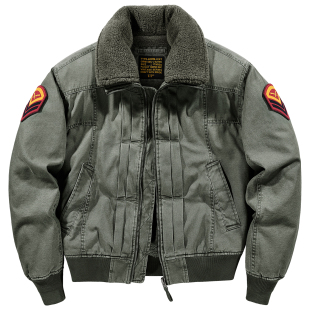 棉衣加绒加厚棉服飞行员夹克保暖棉袄 冬季 VIP工装 羊羔绒外套男士