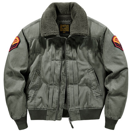 VIP工装羊羔绒外套男士冬季棉衣加绒加厚棉服飞行员夹克保暖棉袄