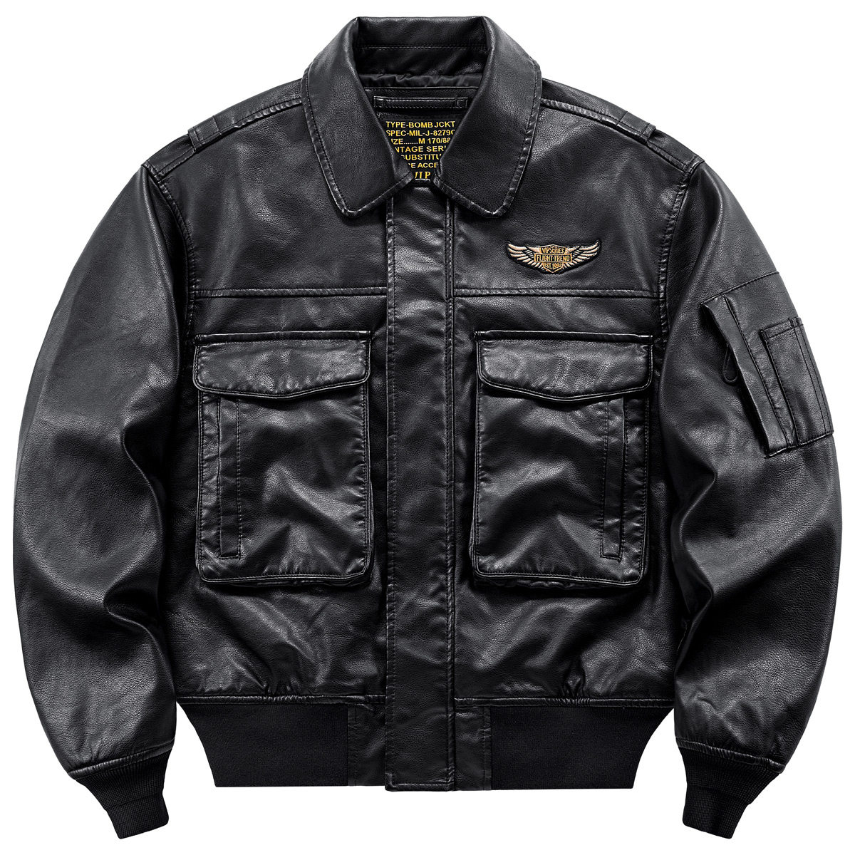 VIP翻领皮衣男大码飞行员皮夹克美式复古工装外套潮流帅气机车服,男装,皮衣,淘宝优惠券,粉丝福利购,淘宝优惠卷