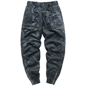 裤 男潮牌户外束脚哈伦裤 美式 VIP迷彩工装 复古宽松小脚休闲长裤 子