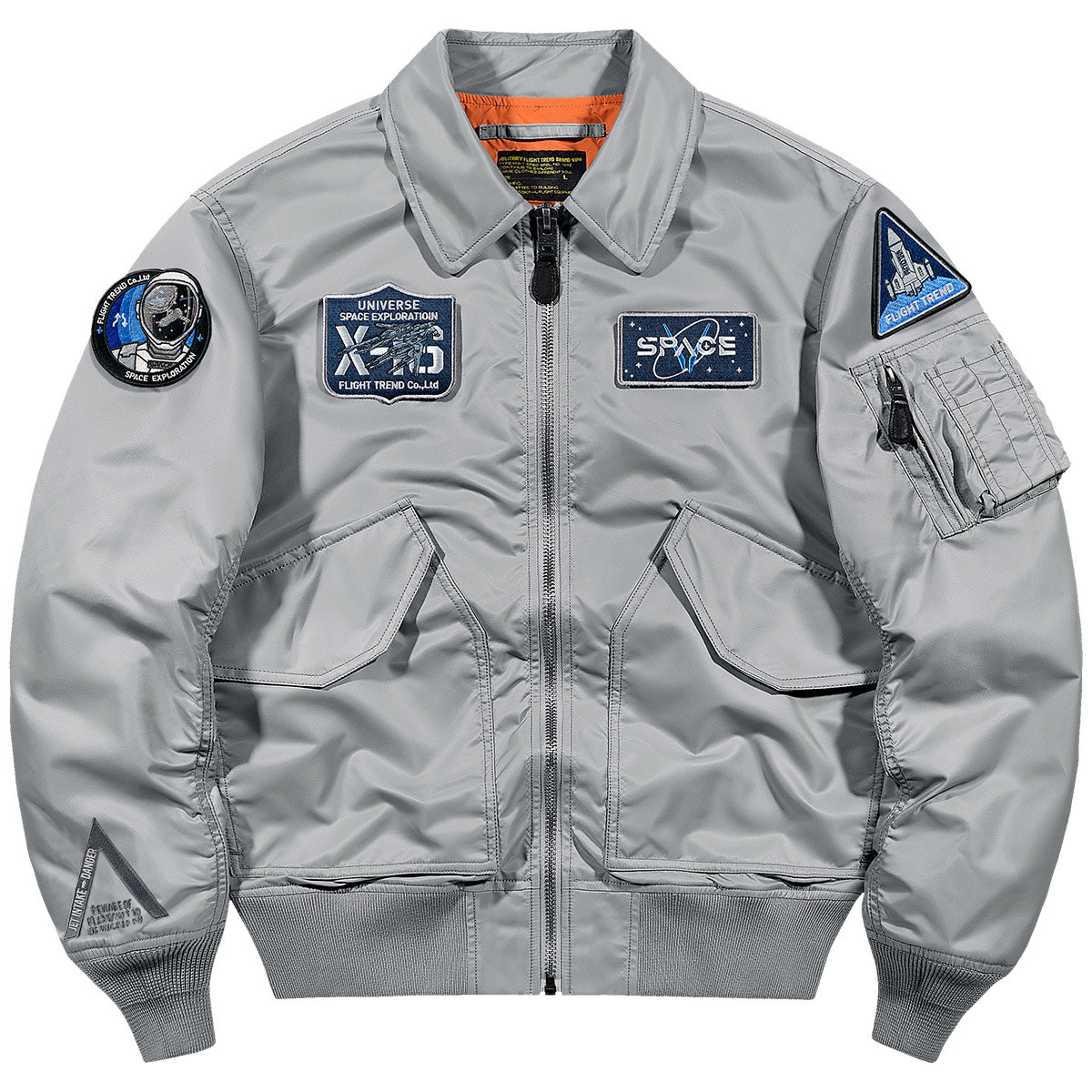 VIP翻领飞行员夹克男刺绣徽章太空服美式棒球服宽松宇航员外套潮