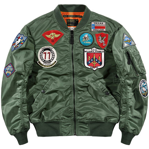 刺绣徽章复古飞行员夹克